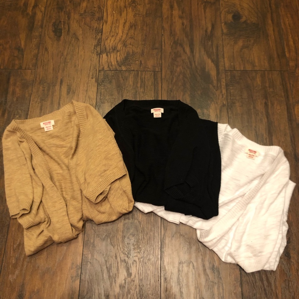 3 short sleeve cardigans